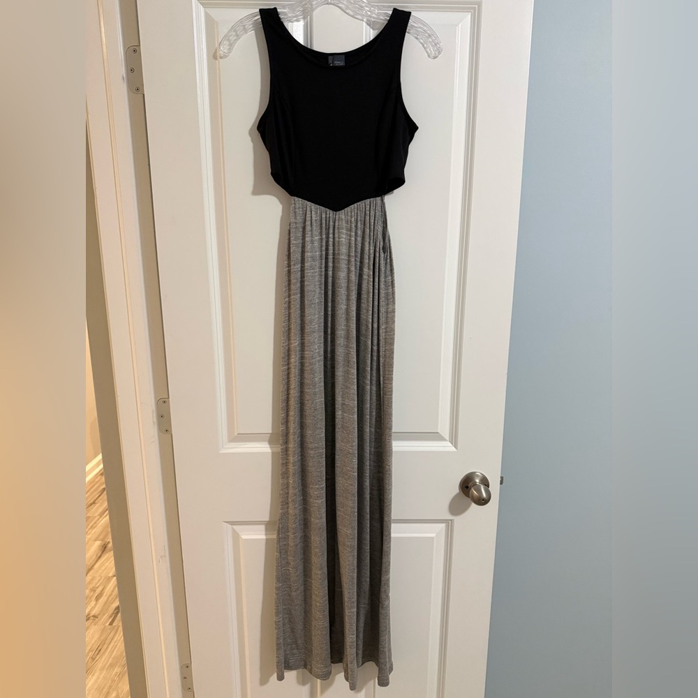 Sparkle & Fade Black and Gray Maxi Dress with Cut Out